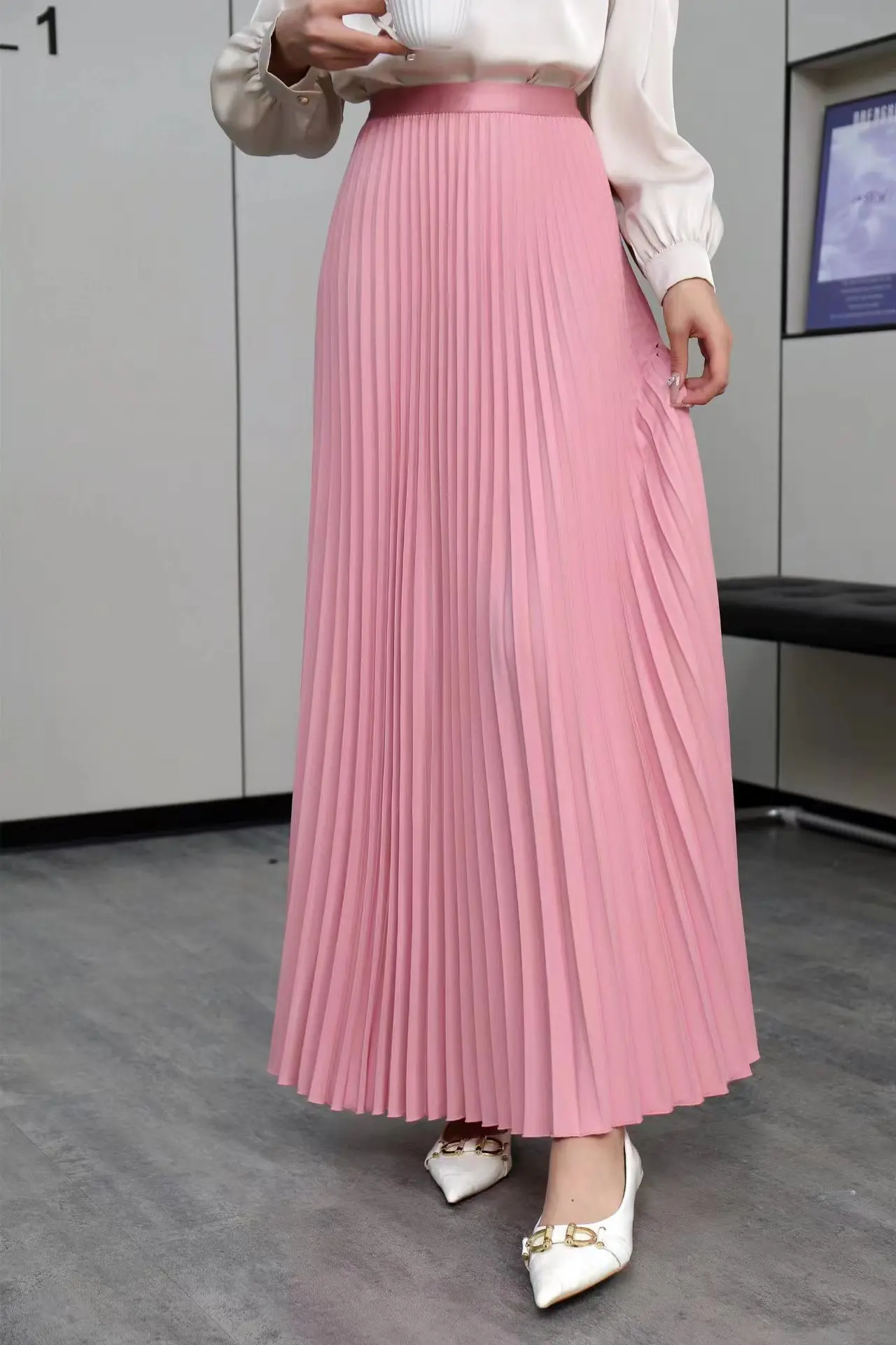 TFETTERS Brand Spring Clothes Women 2026 Autumn Fashion Casual Office Lady Pleated Skirt Women New Hight Waist Solid Long Skirt