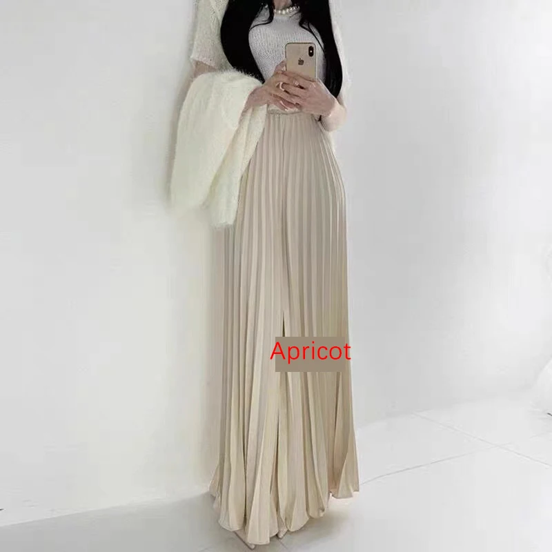TFETTERS Brand Spring Clothes Women 2026 Autumn Fashion Casual Office Lady Pleated Skirt Women New Hight Waist Solid Long Skirt