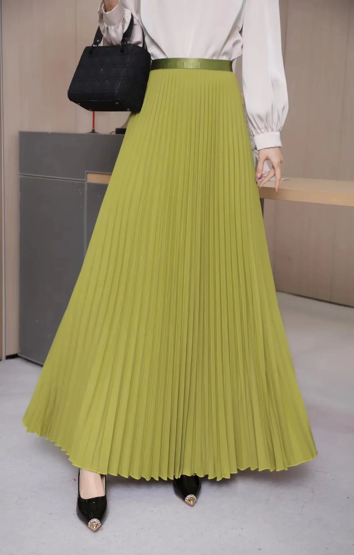TFETTERS Brand Spring Clothes Women 2026 Autumn Fashion Casual Office Lady Pleated Skirt Women New Hight Waist Solid Long Skirt