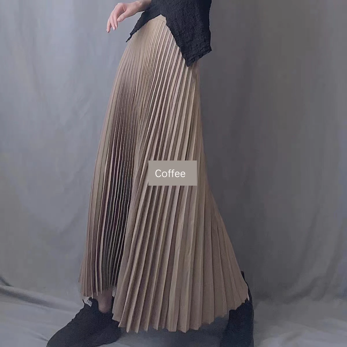 TFETTERS Brand Spring Clothes Women 2026 Autumn Fashion Casual Office Lady Pleated Skirt Women New Hight Waist Solid Long Skirt