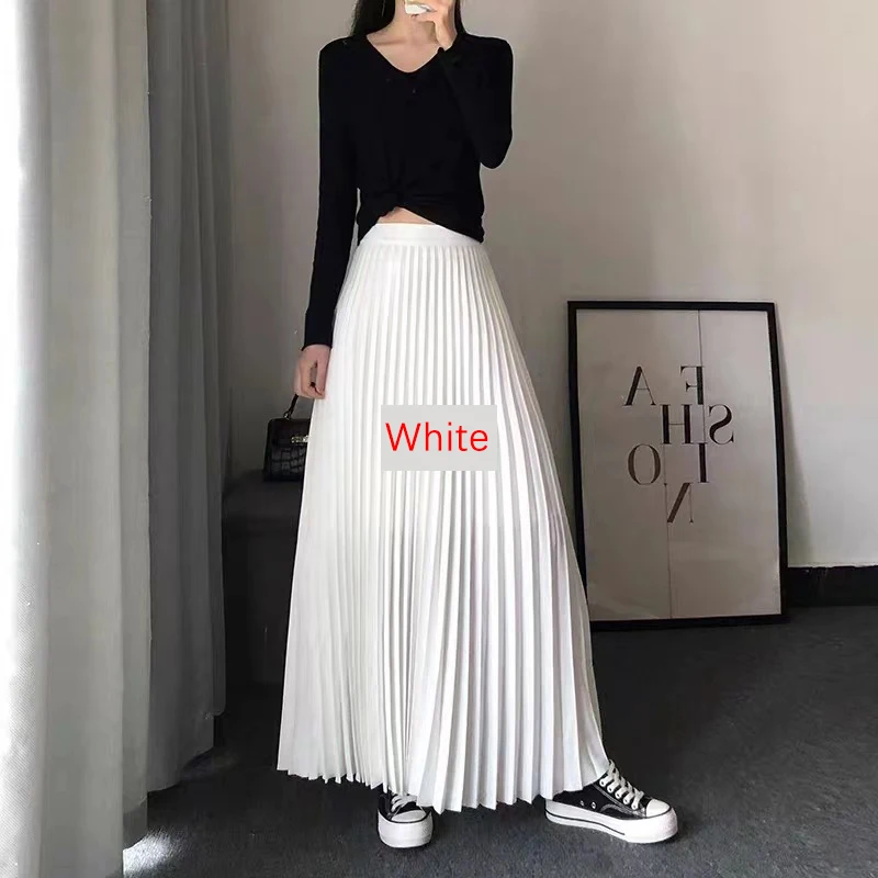 TFETTERS Brand Spring Clothes Women 2026 Autumn Fashion Casual Office Lady Pleated Skirt Women New Hight Waist Solid Long Skirt