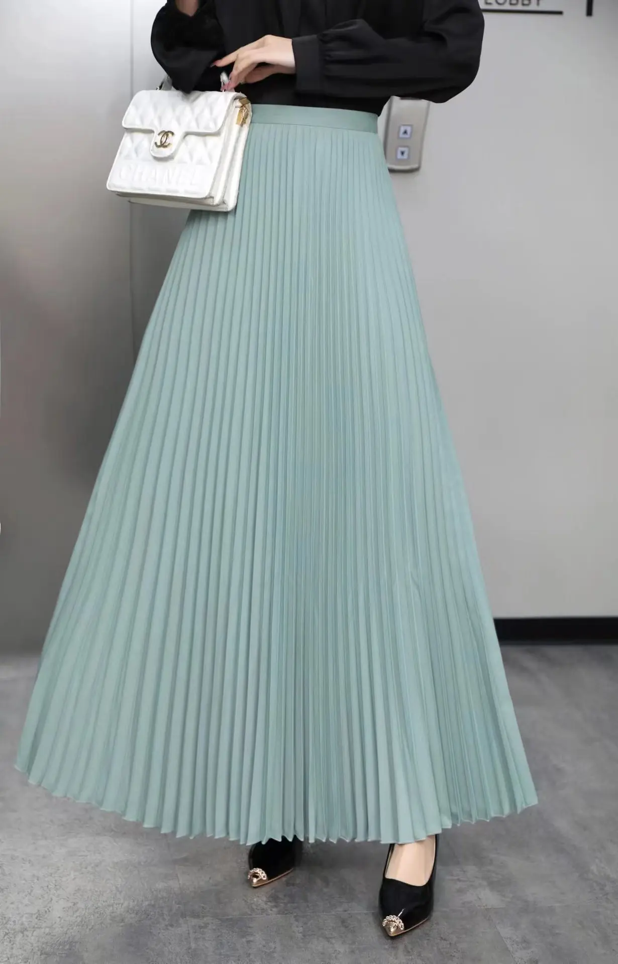 TFETTERS Brand Spring Clothes Women 2026 Autumn Fashion Casual Office Lady Pleated Skirt Women New Hight Waist Solid Long Skirt