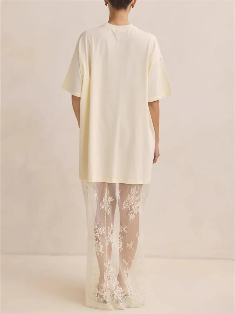 Sheer Lace Patchwork Maxi Dress Fashion Womens Lingerie Long Dress ladies Sleepwear Babydoll Dress Y2K Streetwear