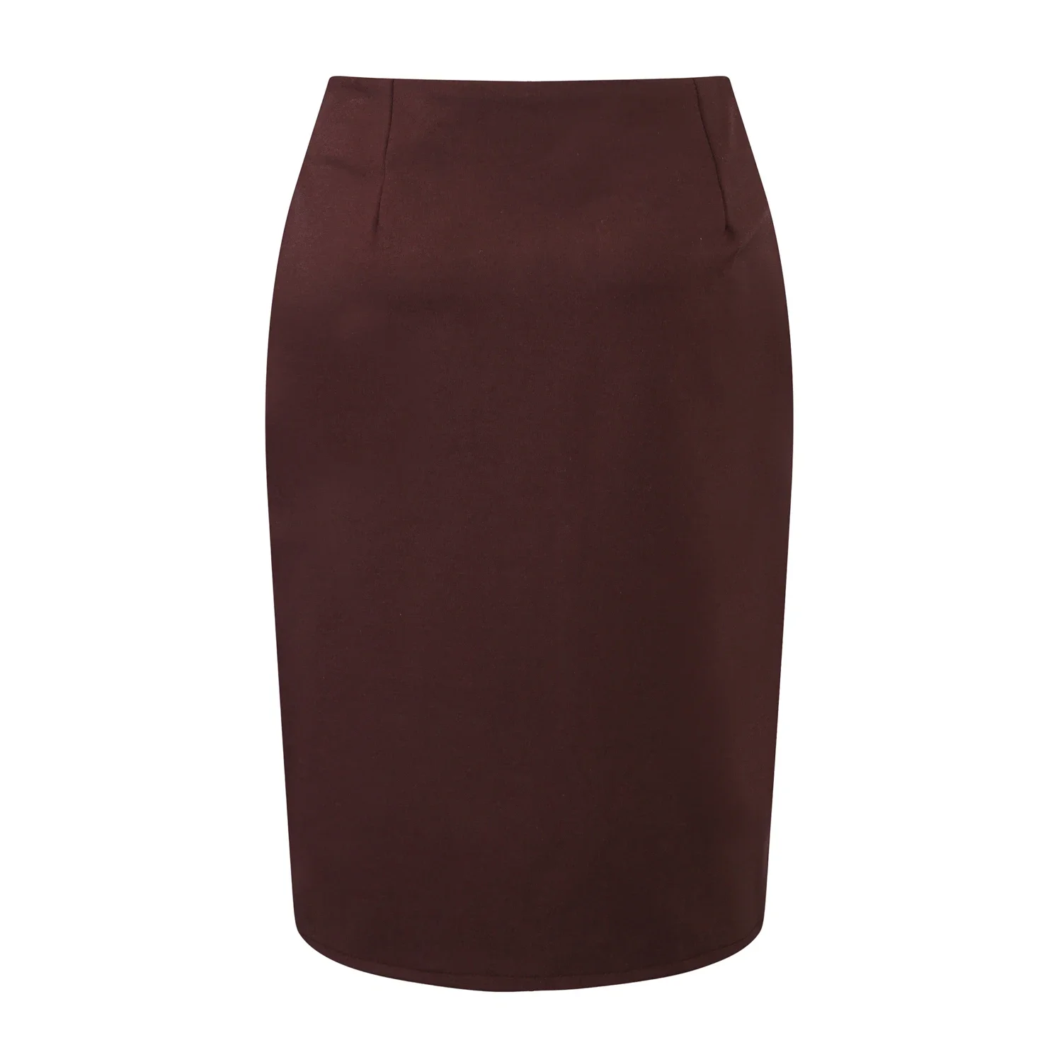 New Women Pencil Skirt Knee Length High Waist Elegant Open Slit Bow Skirt