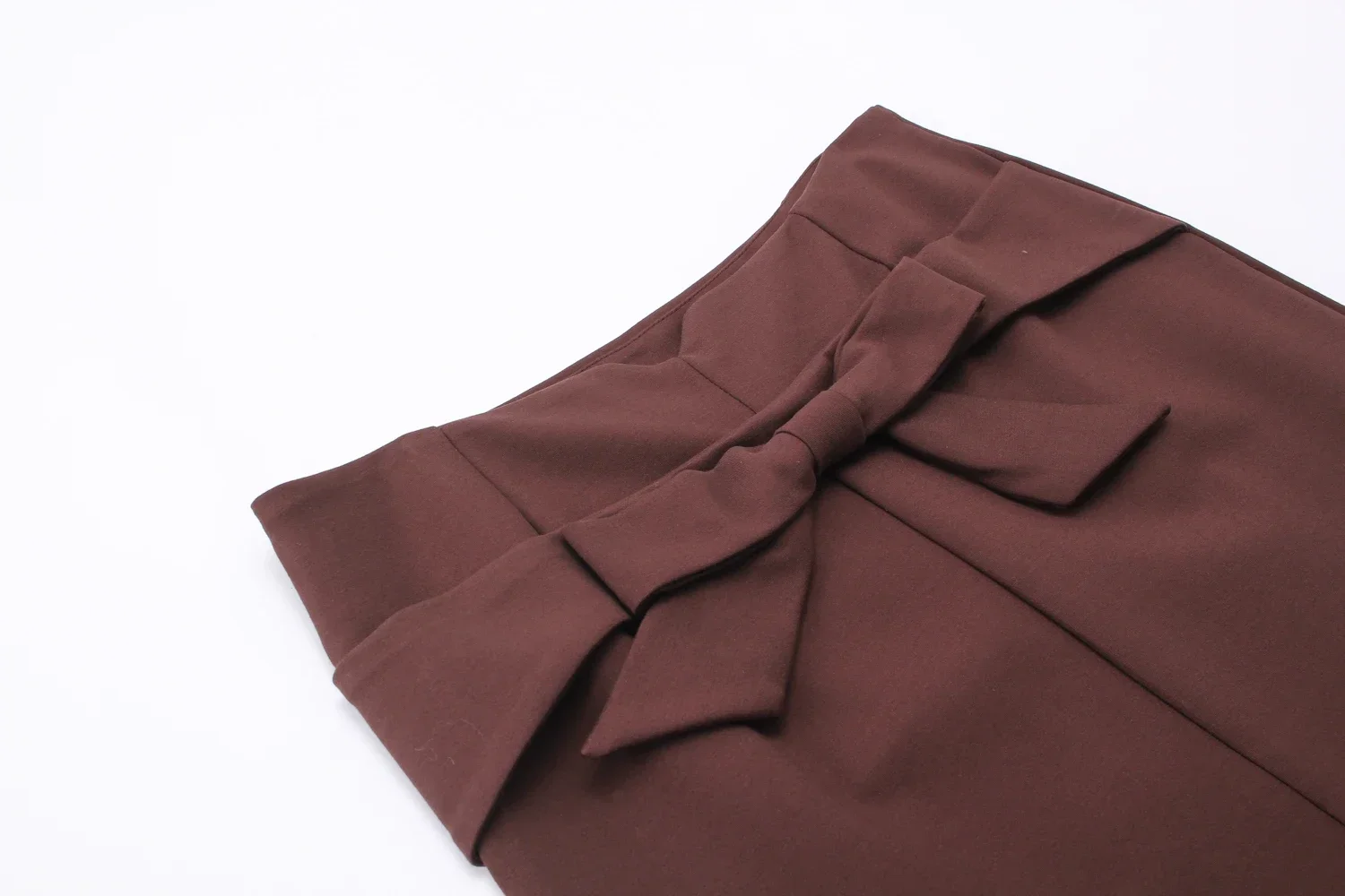 New Women Pencil Skirt Knee Length High Waist Elegant Open Slit Bow Skirt