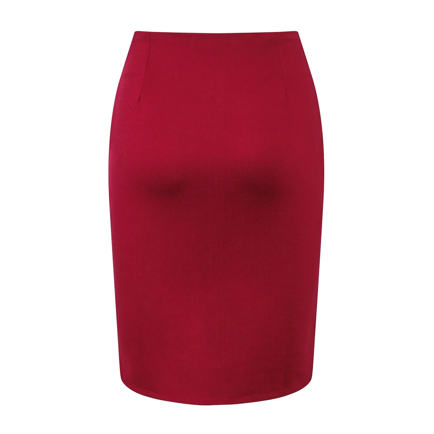 New Women Pencil Skirt Knee Length High Waist Elegant Open Slit Bow Skirt