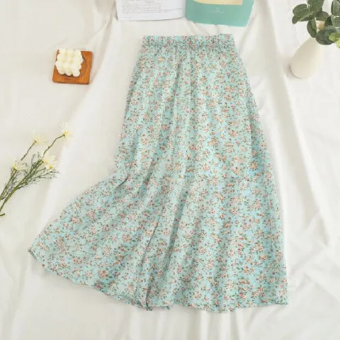 Woman Skirt 2025 Summer New Korean Ins Fashion Temperament Gentle Vintage Floral Slim Versatile High Waist Female Skirt
