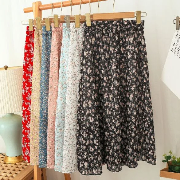 Woman Skirt 2025 Summer New Korean Ins Fashion Temperament Gentle Vintage Floral Slim Versatile High Waist Female Skirt