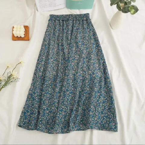 Woman Skirt 2025 Summer New Korean Ins Fashion Temperament Gentle Vintage Floral Slim Versatile High Waist Female Skirt