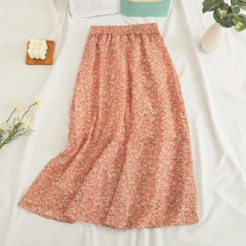 Woman Skirt 2025 Summer New Korean Ins Fashion Temperament Gentle Vintage Floral Slim Versatile High Waist Female Skirt