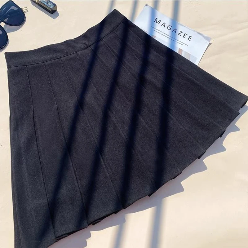 Faux Wool Pleated Skirts for Women Y2K Autumn Winter High Waist Preppy Woolen Jk Dance Skirt Korean Streetwear Female Mini Skirt