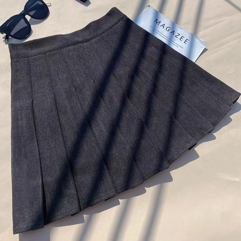 Faux Wool Pleated Skirts for Women Y2K Autumn Winter High Waist Preppy Woolen Jk Dance Skirt Korean Streetwear Female Mini Skirt