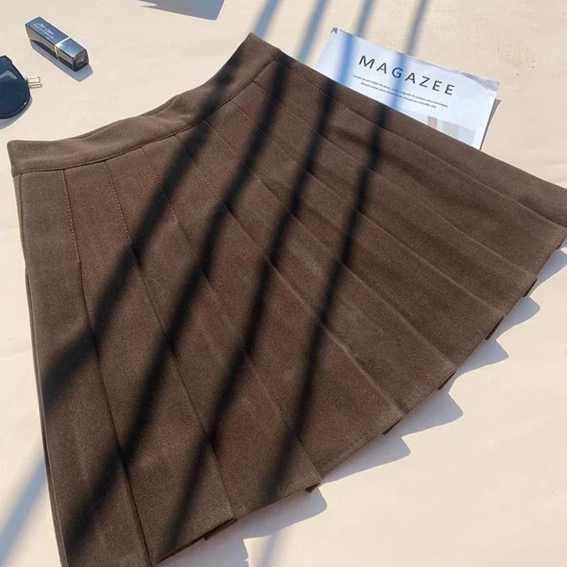 Faux Wool Pleated Skirts for Women Y2K Autumn Winter High Waist Preppy Woolen Jk Dance Skirt Korean Streetwear Female Mini Skirt