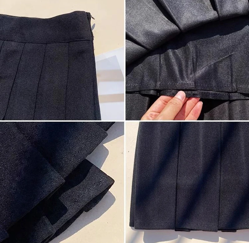 Faux Wool Pleated Skirts for Women Y2K Autumn Winter High Waist Preppy Woolen Jk Dance Skirt Korean Streetwear Female Mini Skirt