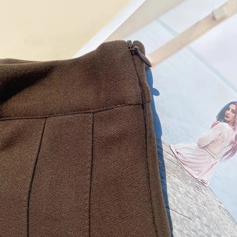Faux Wool Pleated Skirts for Women Y2K Autumn Winter High Waist Preppy Woolen Jk Dance Skirt Korean Streetwear Female Mini Skirt