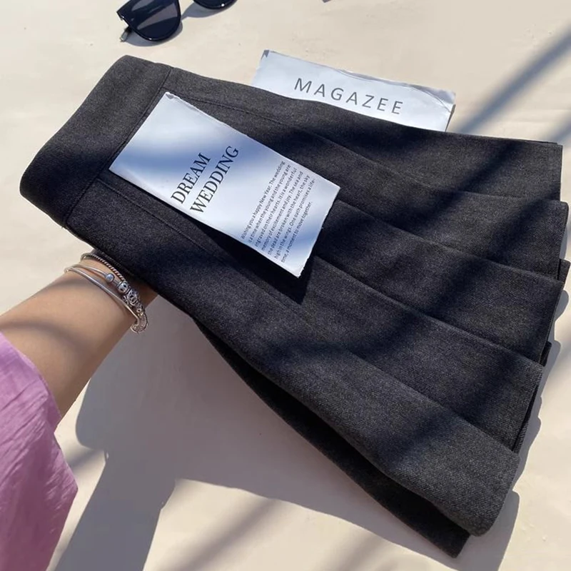 Faux Wool Pleated Skirts for Women Y2K Autumn Winter High Waist Preppy Woolen Jk Dance Skirt Korean Streetwear Female Mini Skirt
