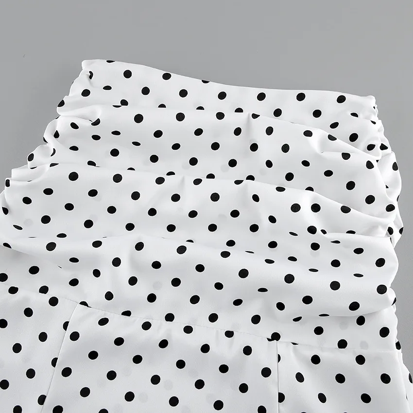 Elegant White Polka Dot Maxi Skirt Women High Waist Slim Ruffled Mermaid Skirt 2026 Summer Chic Y2k Party Long Skirts Streetwear