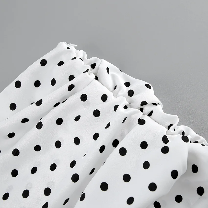 Elegant White Polka Dot Maxi Skirt Women High Waist Slim Ruffled Mermaid Skirt 2026 Summer Chic Y2k Party Long Skirts Streetwear