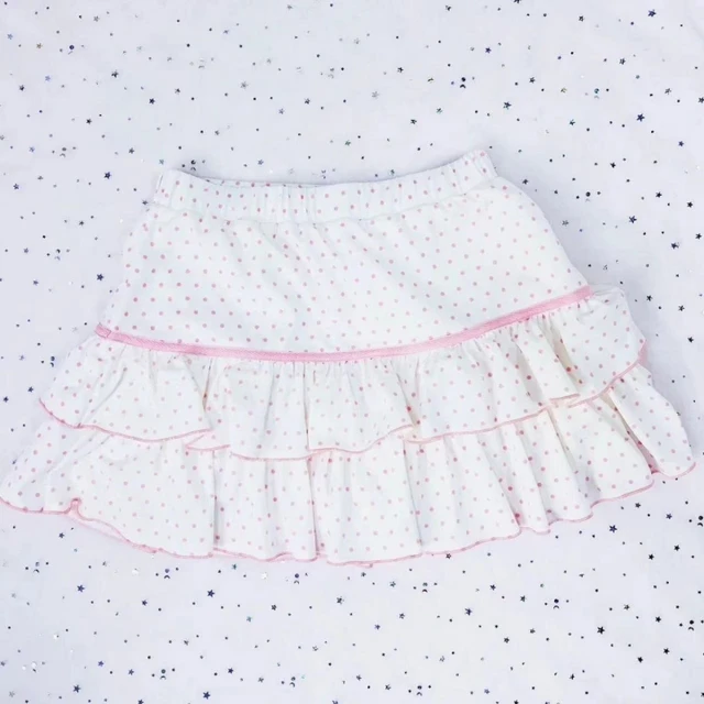 Wave Point Printing Kawaii Mini Skirts Women Y2K Aesthetic Sweet Ruffles High Waist Bow Skirt Cake Jupe Gothic Faldas Summer