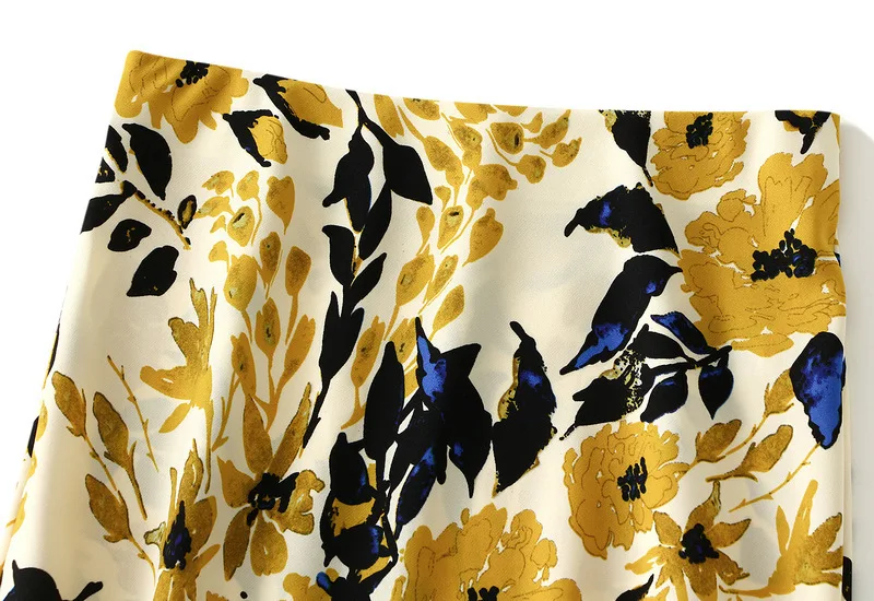 Women Summer Fashion Floral Print Satin Long Skirts 2025 Female Trendy Luxury Elegant Vacation Style Faldas