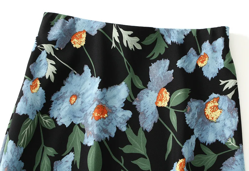 Women Summer Fashion Floral Print Satin Long Skirts 2025 Female Trendy Luxury Elegant Vacation Style Faldas