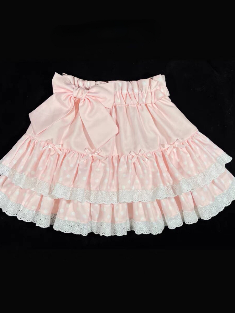 Summer Sweet Bow Lolita Cake Skirts Womens Kawai Lace Ruffle Pleated Skirt Japan Elegant High Waist A-Line Y2k Party Short Skirt