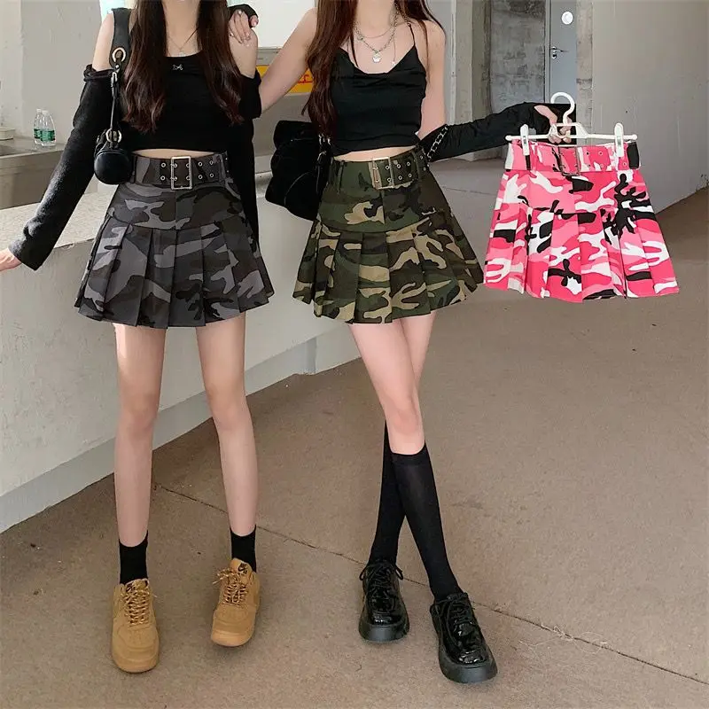 Streetwear Camouflage Women Skirt Summer Jupe Fashion Casual Summer Saia 2025 Faldas Mujer De Moda High Waist Pleated Y2k Skirts