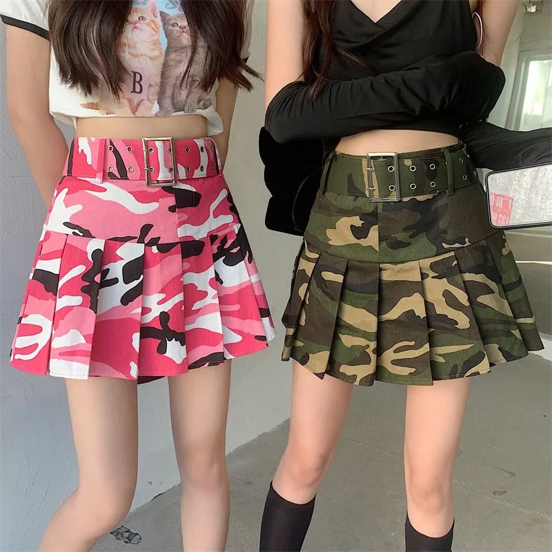 Streetwear Camouflage Women Skirt Summer Jupe Fashion Casual Summer Saia 2025 Faldas Mujer De Moda High Waist Pleated Y2k Skirts