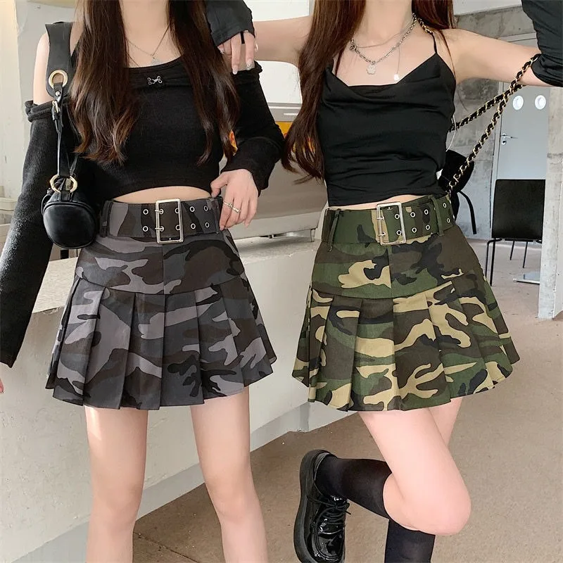 Streetwear Camouflage Women Skirt Summer Jupe Fashion Casual Summer Saia 2025 Faldas Mujer De Moda High Waist Pleated Y2k Skirts