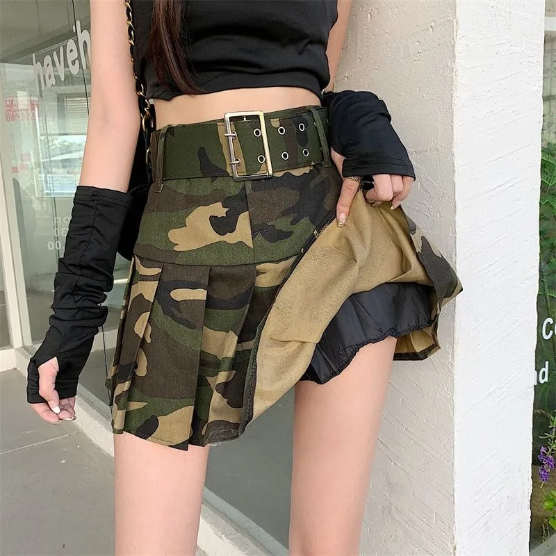 Streetwear Camouflage Women Skirt Summer Jupe Fashion Casual Summer Saia 2025 Faldas Mujer De Moda High Waist Pleated Y2k Skirts