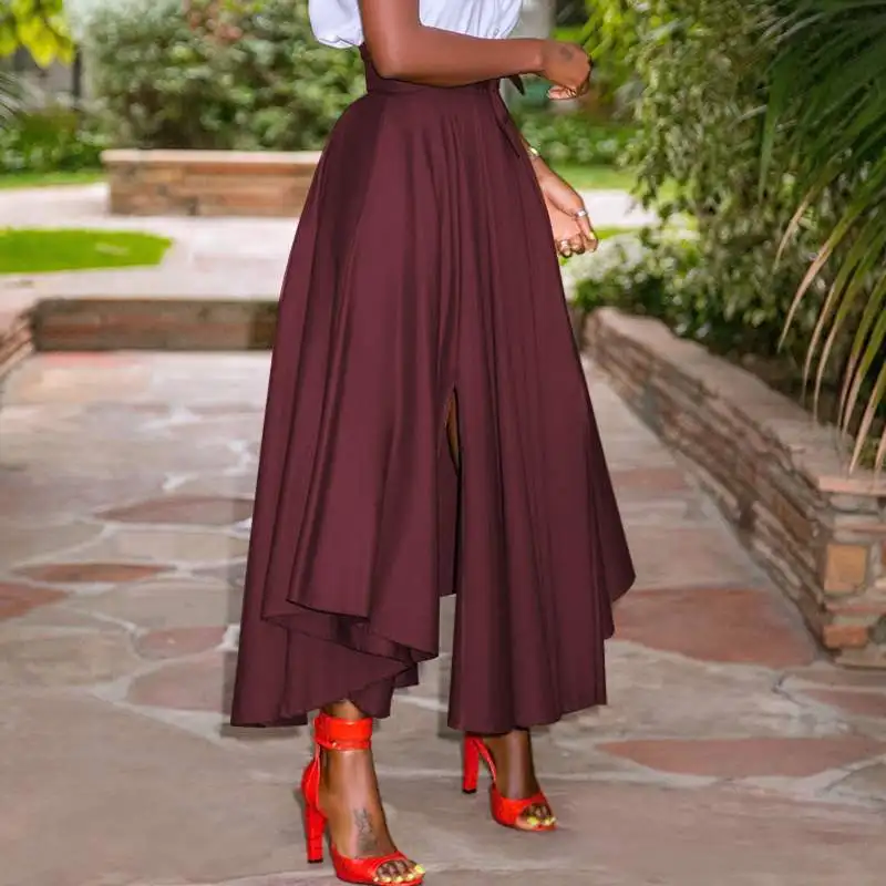 ZANZEA Fashion Irregular Skirts Holiday Zipper High Waist A Line Skirts Womens Summer Long Skirts Vintage Beach Solid Skirts