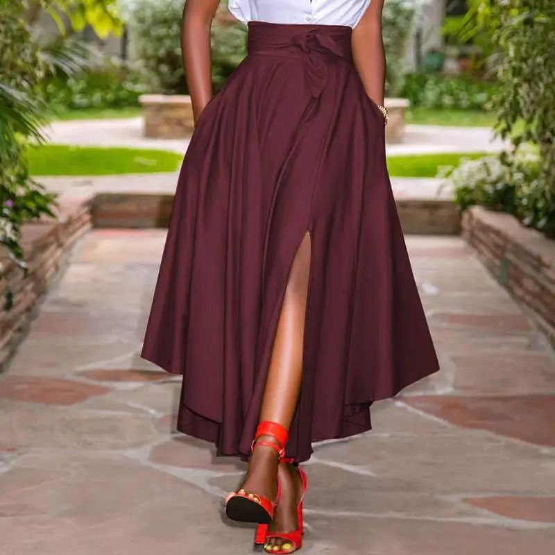 ZANZEA Fashion Irregular Skirts Holiday Zipper High Waist A Line Skirts Womens Summer Long Skirts Vintage Beach Solid Skirts