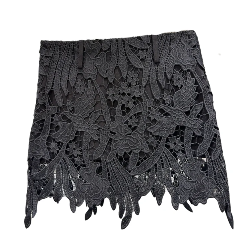 DEAT Fashion Hollow Out Lace Hook Flower Solid Color Short Skirts For Women 2026 Autumn New A-line Skirt Female 11A02183