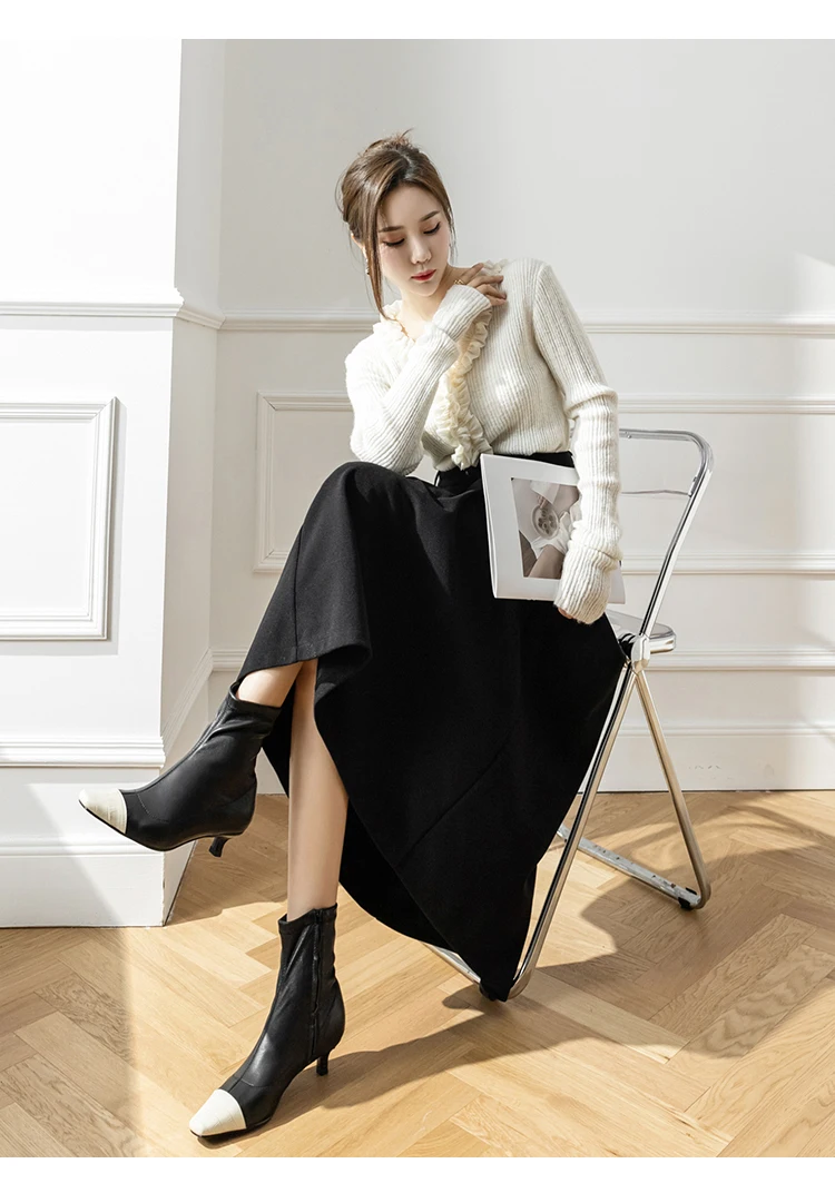 Vintage Winter Woolen Long Skirts For Women Streetwear High Waist Pleated Maxi Skirt Big Swing Folds A-Line Jupe Longues Femme