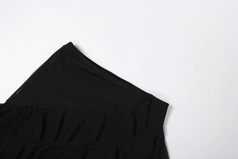 Goth Dark Mall Gothic Black Outfits Women Fashion Street Bottoms Mesh Patchwork Irregular Hem Skirt Kawaii Ruffles Skirts