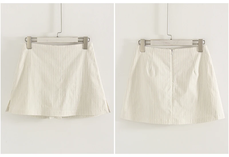 Black Stripe Skirt Mini With Shorts For Women Summer A Line Side Slit White Suit Skirt Short Ladies Mini Skirts With Zipper