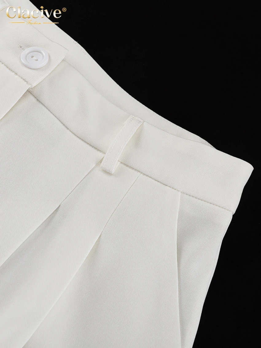 Clacive Fashion Loose White Women's Skirt Casual High Waist Maxi Skirt Elegant Classic Slit Solid Skirt Female Clothing 2025