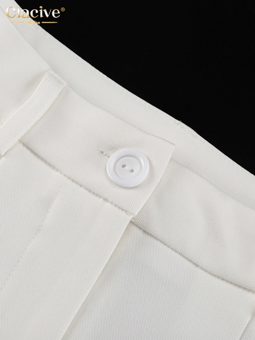 Clacive Fashion Loose White Women's Skirt Casual High Waist Maxi Skirt Elegant Classic Slit Solid Skirt Female Clothing 2025