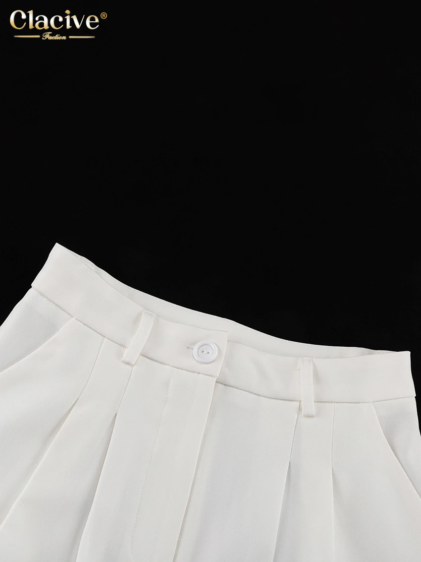 Clacive Fashion Loose White Women's Skirt Casual High Waist Maxi Skirt Elegant Classic Slit Solid Skirt Female Clothing 2025