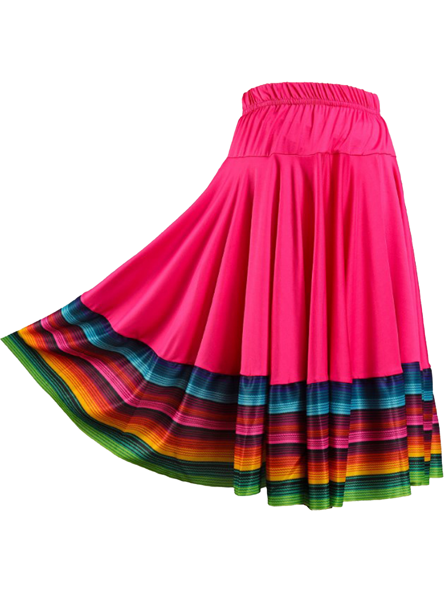 Womens Folklorico Dance Skirt Spanish Flamenco Colorful Big Swing Long Skirts Folkloric Mexican Folk Dance Performance Costume