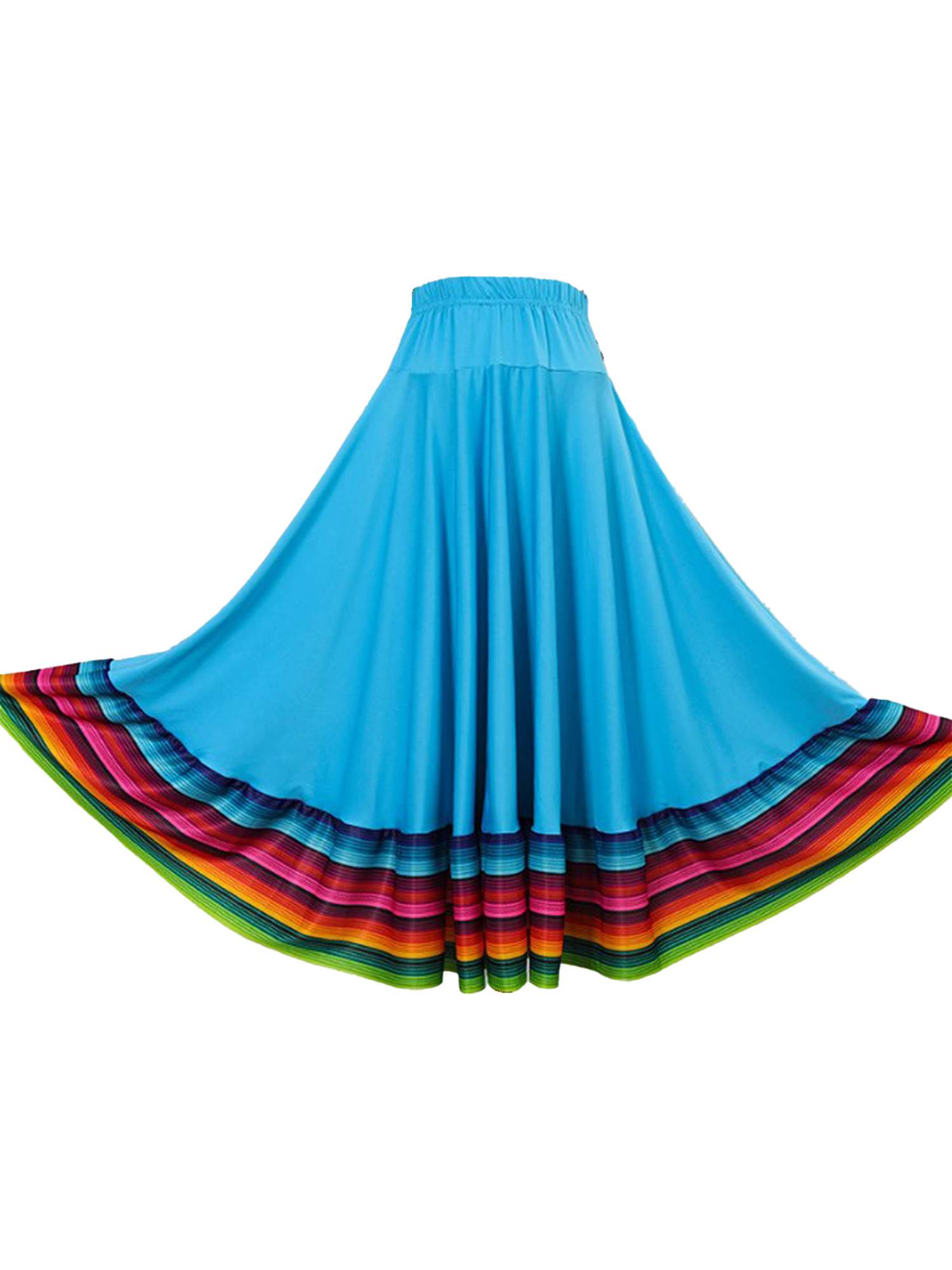 Womens Folklorico Dance Skirt Spanish Flamenco Colorful Big Swing Long Skirts Folkloric Mexican Folk Dance Performance Costume