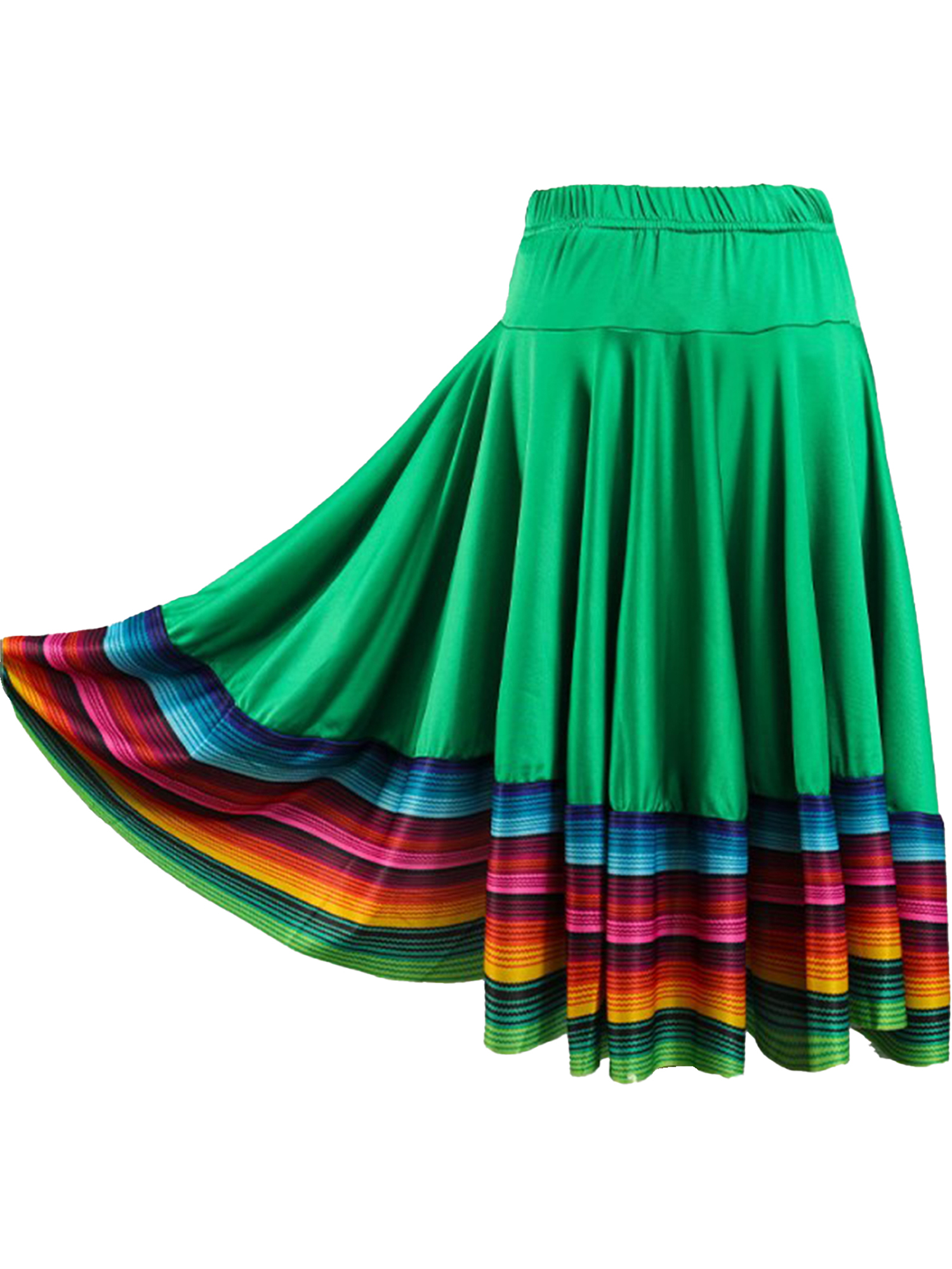 Womens Folklorico Dance Skirt Spanish Flamenco Colorful Big Swing Long Skirts Folkloric Mexican Folk Dance Performance Costume