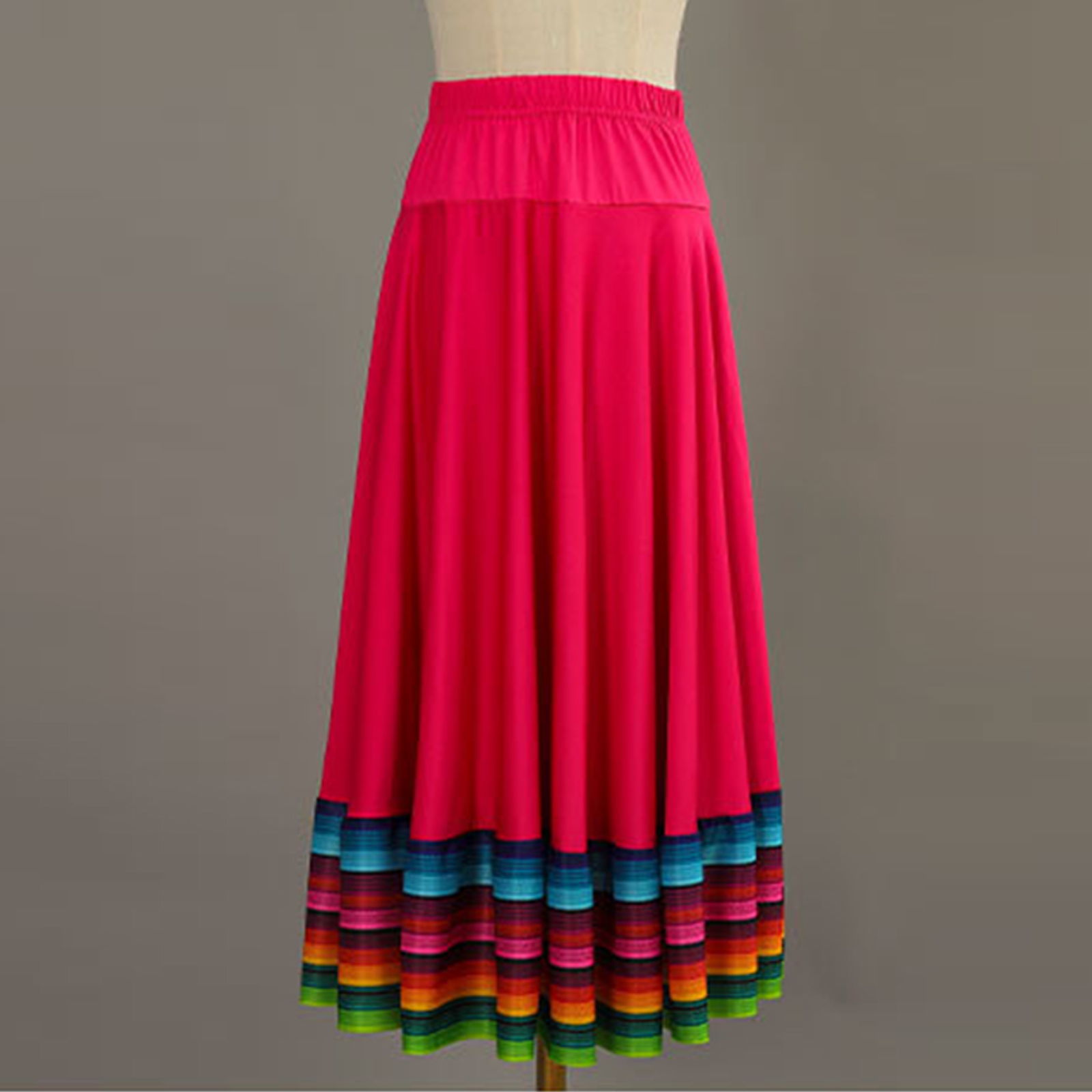 Womens Folklorico Dance Skirt Spanish Flamenco Colorful Big Swing Long Skirts Folkloric Mexican Folk Dance Performance Costume