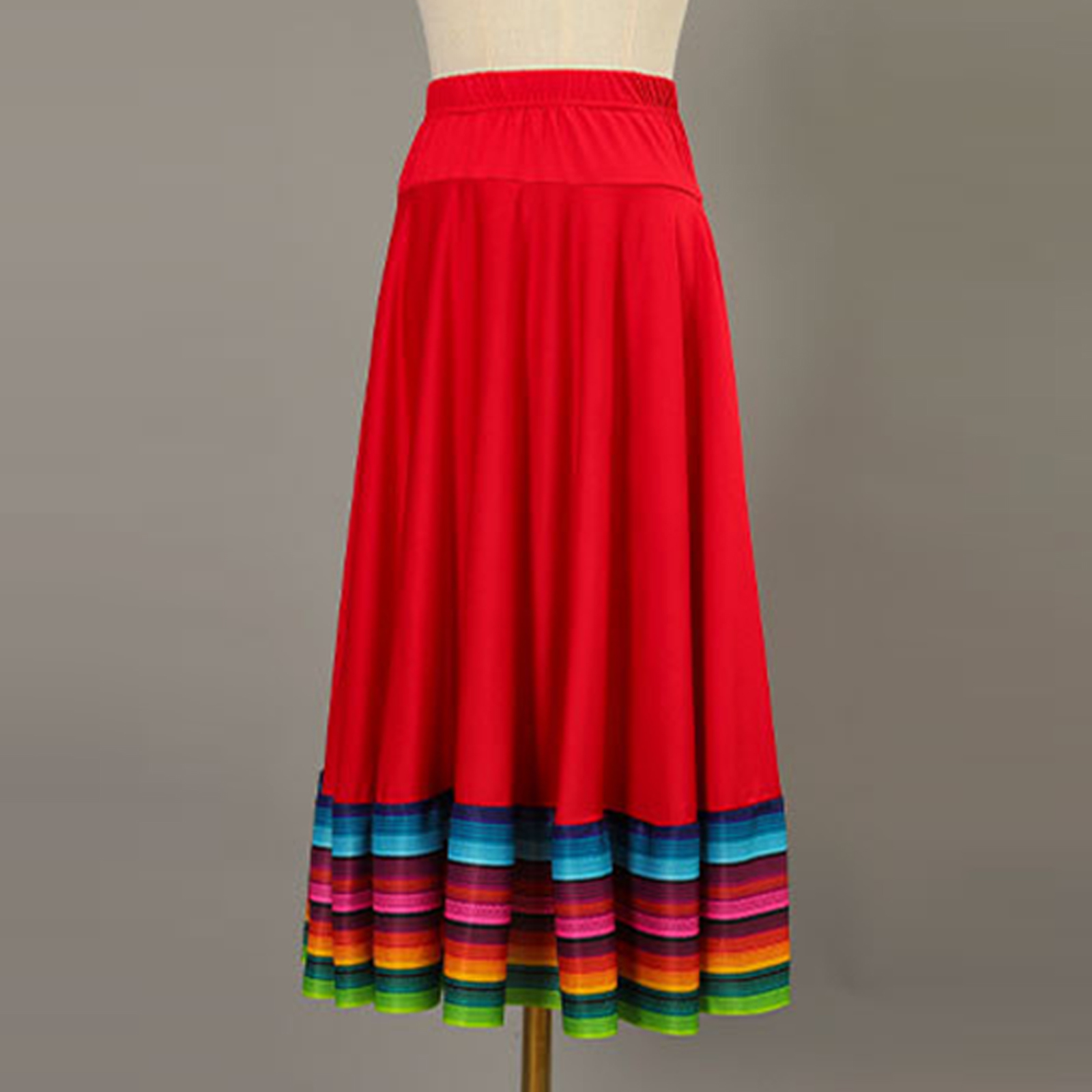 Womens Folklorico Dance Skirt Spanish Flamenco Colorful Big Swing Long Skirts Folkloric Mexican Folk Dance Performance Costume