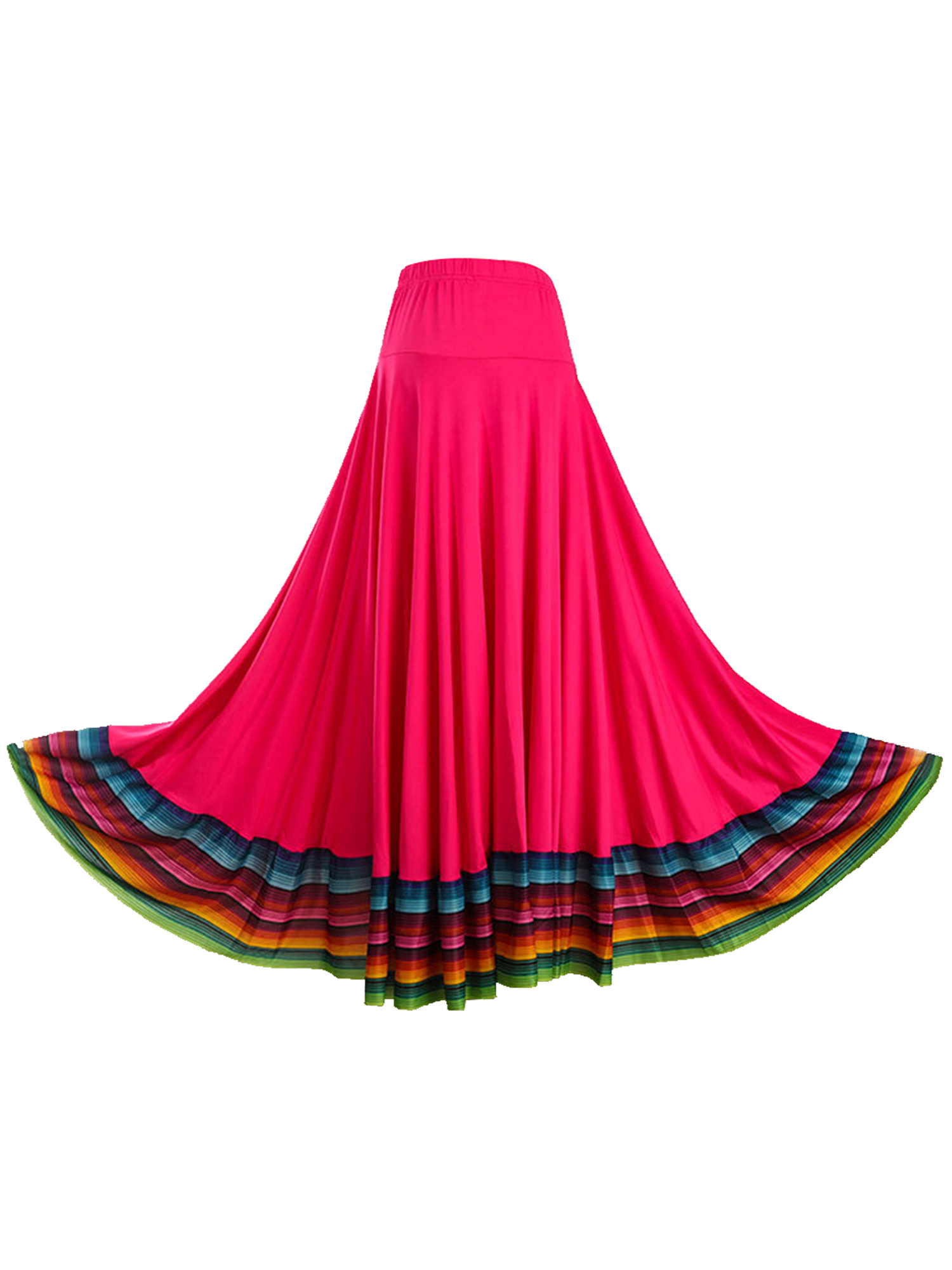 Womens Folklorico Dance Skirt Spanish Flamenco Colorful Big Swing Long Skirts Folkloric Mexican Folk Dance Performance Costume