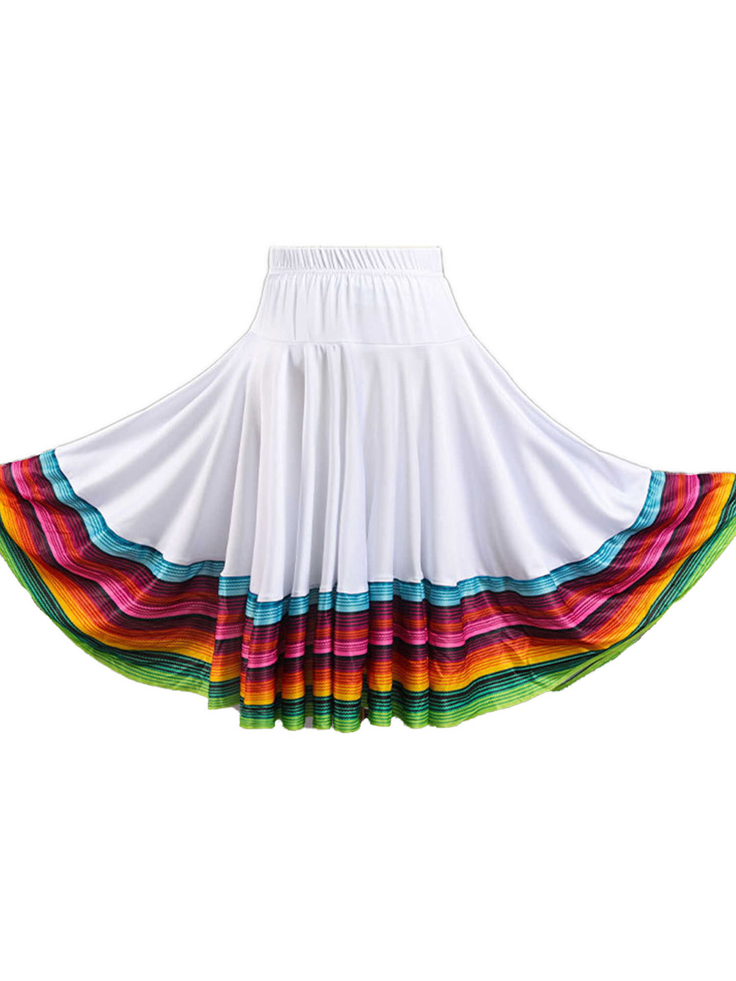 Womens Folklorico Dance Skirt Spanish Flamenco Colorful Big Swing Long Skirts Folkloric Mexican Folk Dance Performance Costume