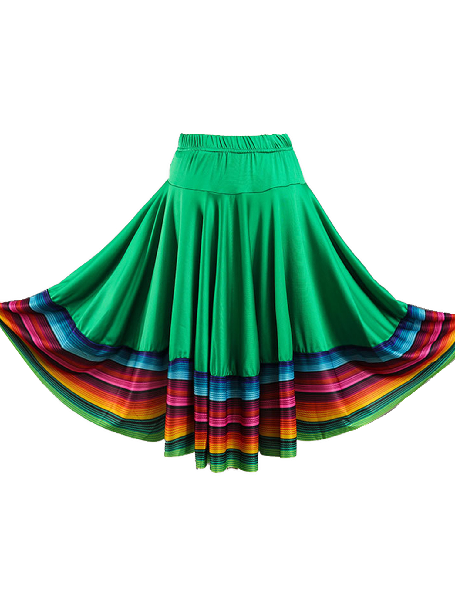 Womens Folklorico Dance Skirt Spanish Flamenco Colorful Big Swing Long Skirts Folkloric Mexican Folk Dance Performance Costume