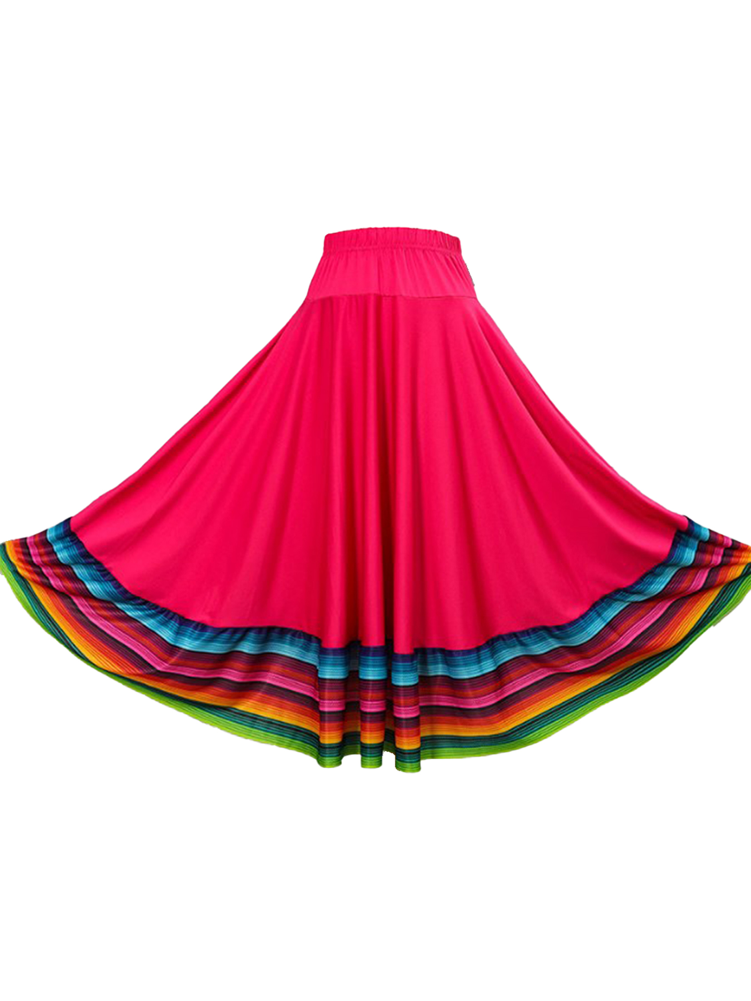 Womens Folklorico Dance Skirt Spanish Flamenco Colorful Big Swing Long Skirts Folkloric Mexican Folk Dance Performance Costume