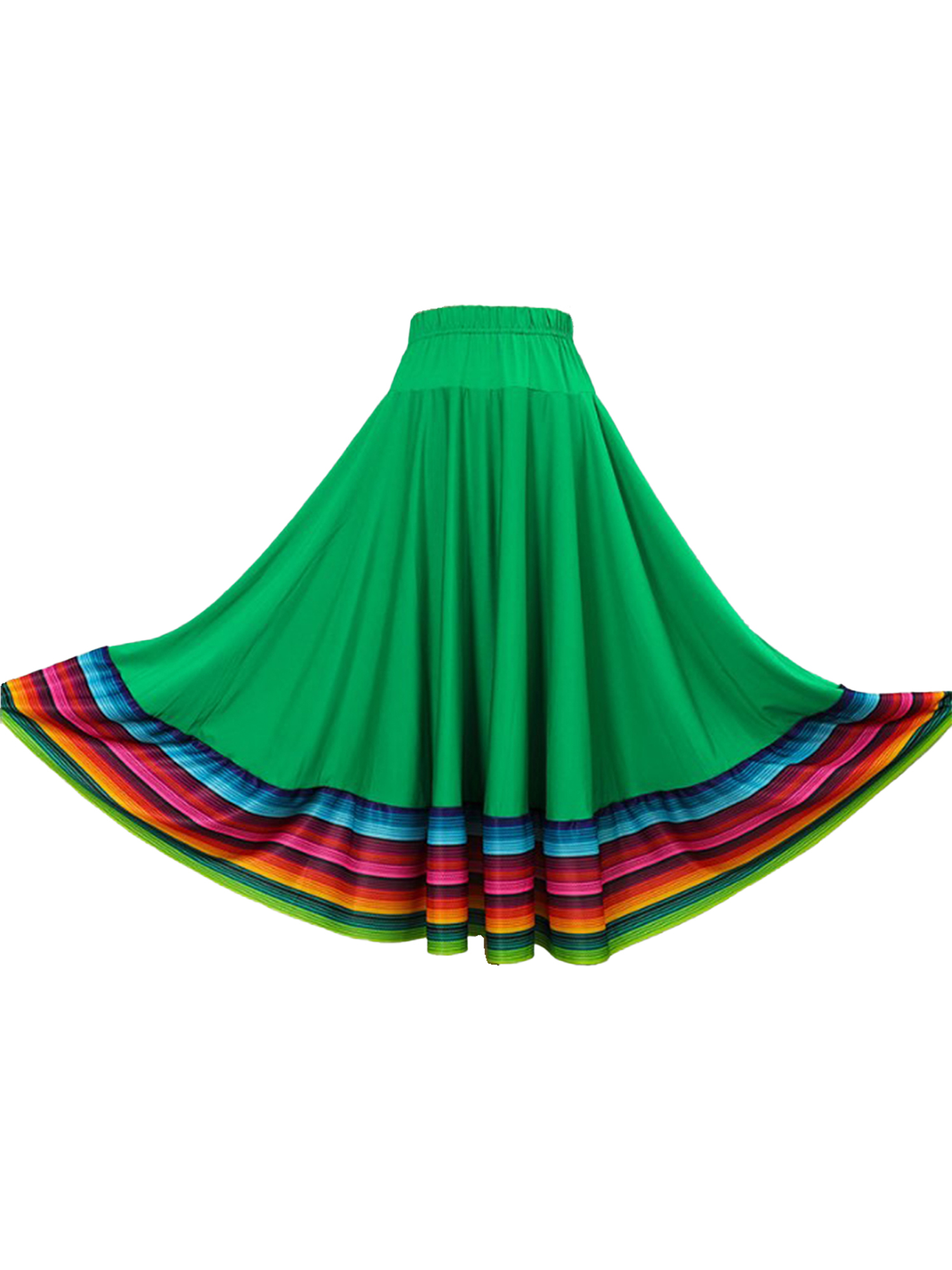 Womens Folklorico Dance Skirt Spanish Flamenco Colorful Big Swing Long Skirts Folkloric Mexican Folk Dance Performance Costume