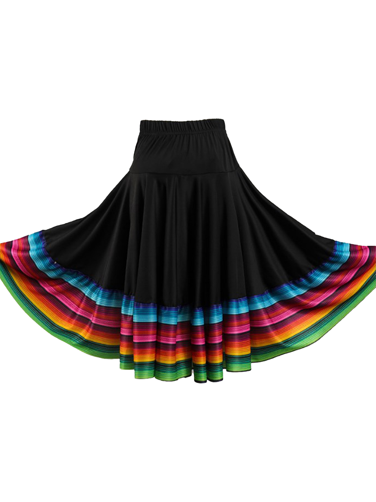 Womens Folklorico Dance Skirt Spanish Flamenco Colorful Big Swing Long Skirts Folkloric Mexican Folk Dance Performance Costume